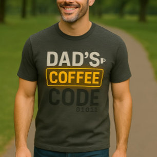 Dad’s Coffee Code Tech-Inspired Neon Glow T-Shirt