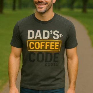 Dad’s Coffee Code  Tech-Inspired Neon Glow T-Shirt