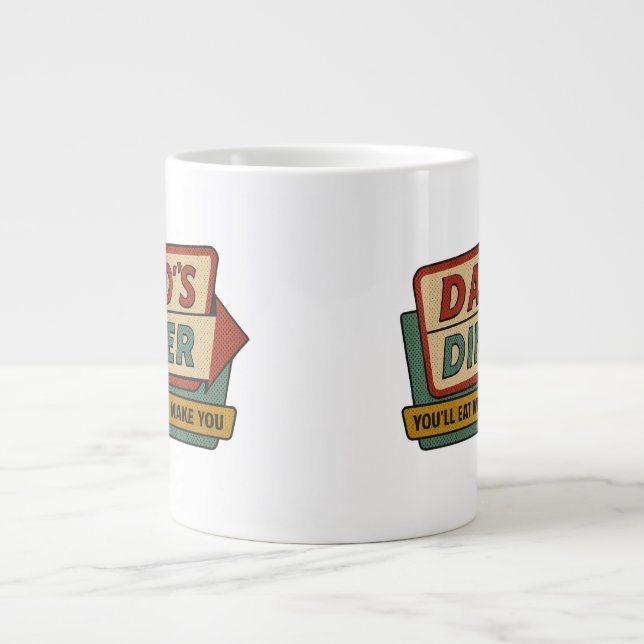 Dad’s Diner Retro Sign – Ben-Day 1950s Pop Art Giant Coffee Mug (Front)
