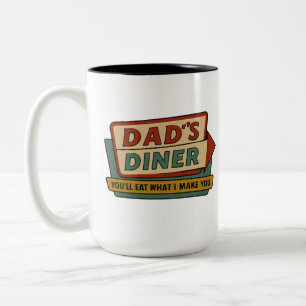 Dad’s Diner Retro Sign – Ben-Day 1950s Pop Art Two-Tone Coffee Mug