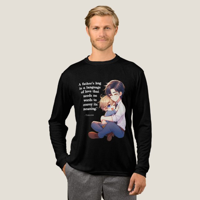 Dad’s Embrace– Heartfelt Father & Child Longsleeve Tri-Blend Shirt (Full Front)