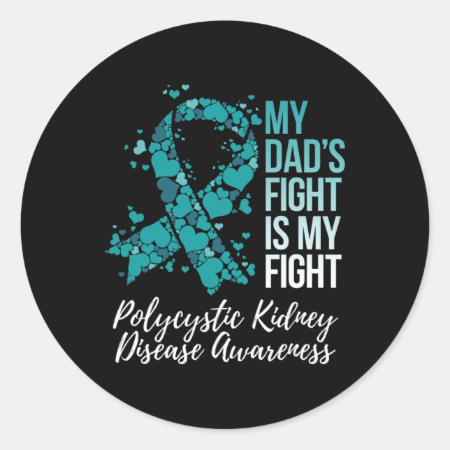 Dad’s Fight Polycystic Kidney Disease Pkd Awarenes Classic Round Sticker (Front)