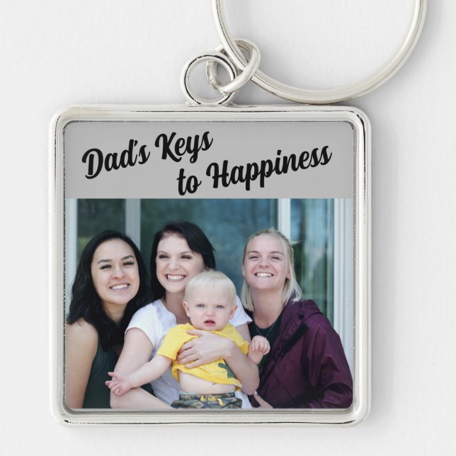 "Dad’s Keys to Happiness" Personalized Keychain (Front)