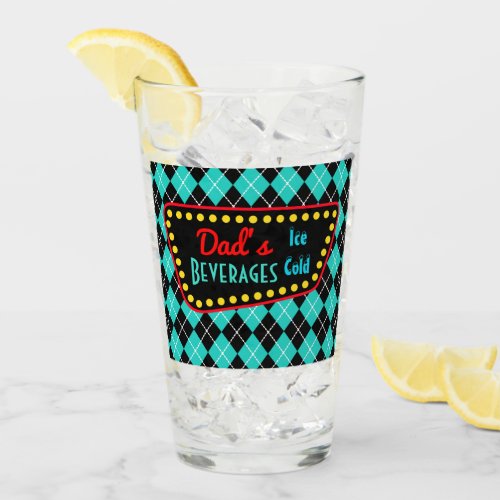 Dads Retro Diner Glass Tumbler Gift