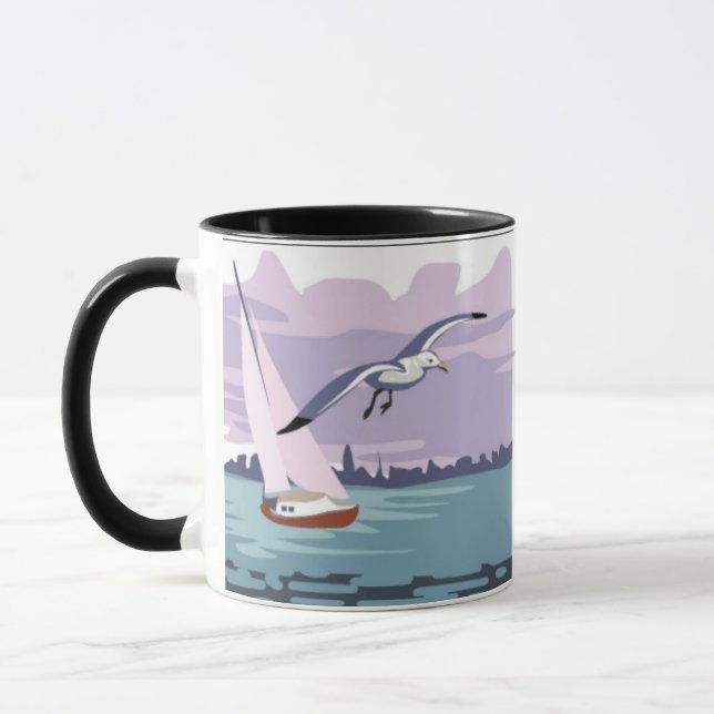 "DAD" Sailboat Ringer Mug (Left)