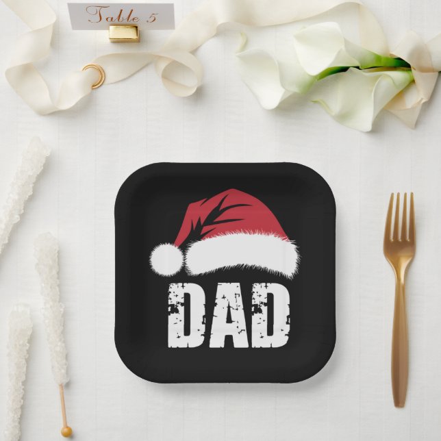 Dad Santa Christmas Family Matching Pajamas Papa  Paper Plates (Wedding)