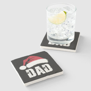 Dad Santa Christmas Family Matching Pajamas Papa Stone Coaster