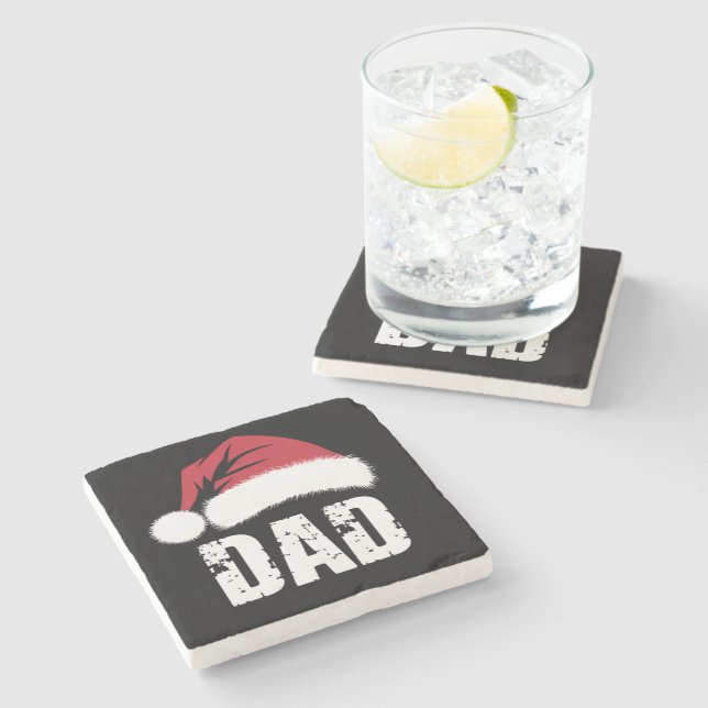 Dad Santa Christmas Family Matching Pajamas Papa  Stone Coaster (Side)