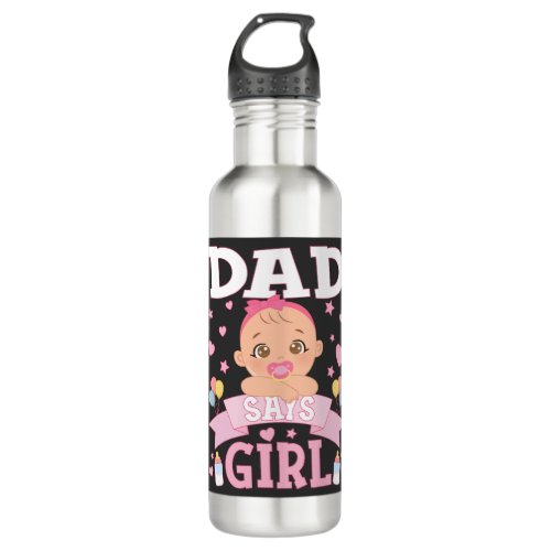 Dad Says Girl Pregnancy Pink or Blue Stainless Steel Water Bottle