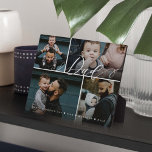 Dad Script | Happy Fathers Day 4 Photo Collage Plaque<br><div class="desc">Send a beautiful personalized father's day gift to your dad that he'll cherish forever. Special personalized father's day family photo collage to display your special family photos and memories. Our design features a simple 4 photo collage grid design with "Dad" designed in a beautiful handwritten white script style. Customize with...</div>