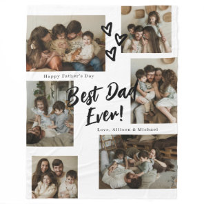 Dad Script Typography 6 Photo Collage Fleece Blanket