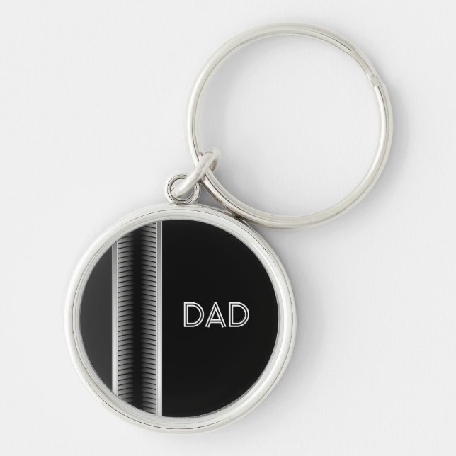 DAD, Silver and Black Industrial Key Chain (Front)