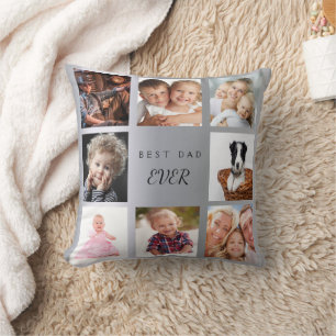 Dad Silver photo collage Throw Pillow