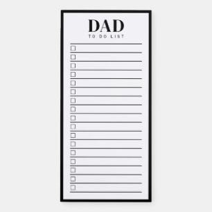 Dad Simple Black White To Do List  Magnetic Notepad
