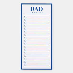 Dad Simple Blue White Checkbox To Do List  Magnetic Notepad