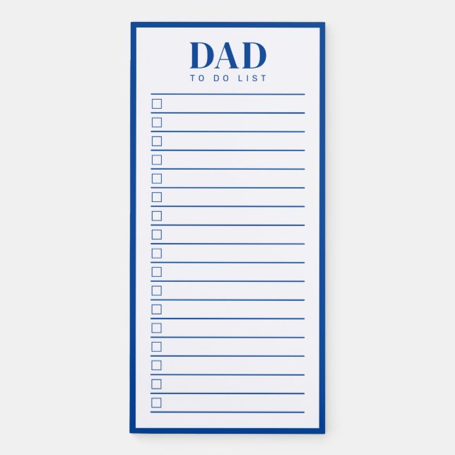 Dad Simple Blue White Checkbox To Do List  Magnetic Notepad (Front)