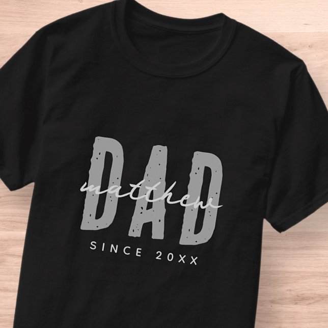 Dad Since 20XX Modern Elegant Simple T-Shirt (Creator Uploaded)