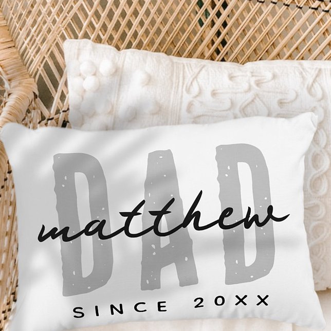 Dad Since 20XX Modern Simple Preppy Accent Pillow (Creator Uploaded)