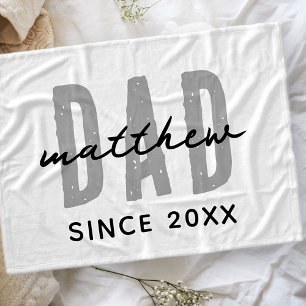 Dad Since 20XX Modern Simple Preppy Fleece Blanket