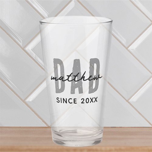 Dad Since 20XX Modern Simple Preppy Glass