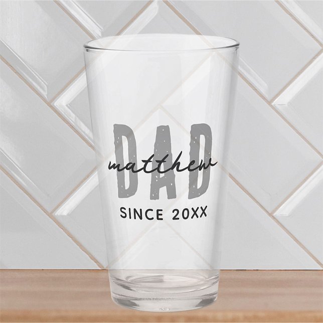Dad Since 20XX Modern Simple Preppy Glass (Creator Uploaded)
