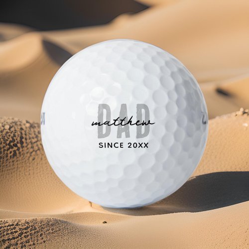 Dad Since 20XX Modern Simple Preppy Golf Balls