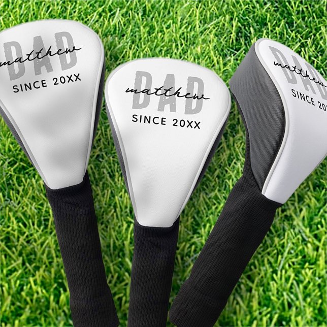 Dad Since 20XX Modern Simple Preppy Golf Head Cover (Creator Uploaded)