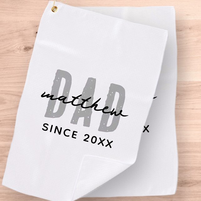 Dad Since 20XX Modern Simple Preppy Golf Towel (Creator Uploaded)