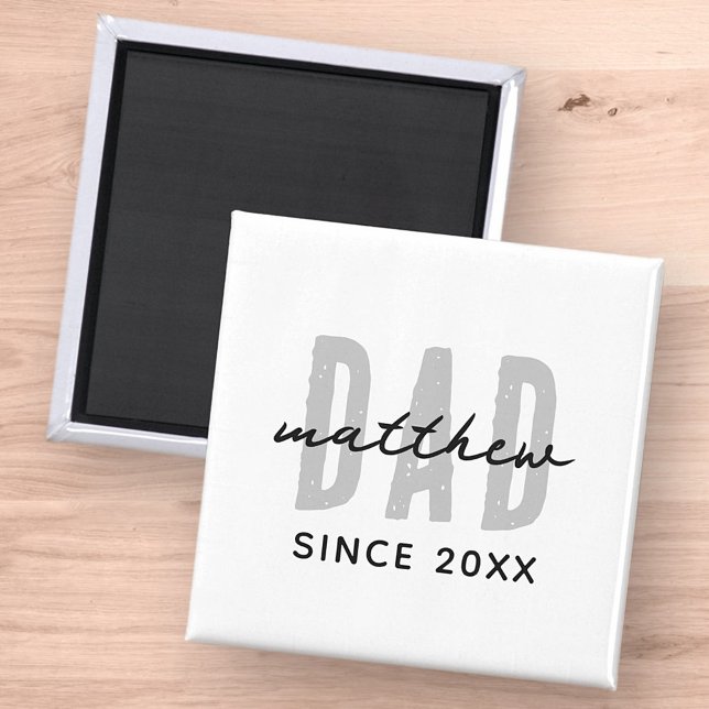Dad Since 20XX Modern Simple Preppy Magnet (Creator Uploaded)