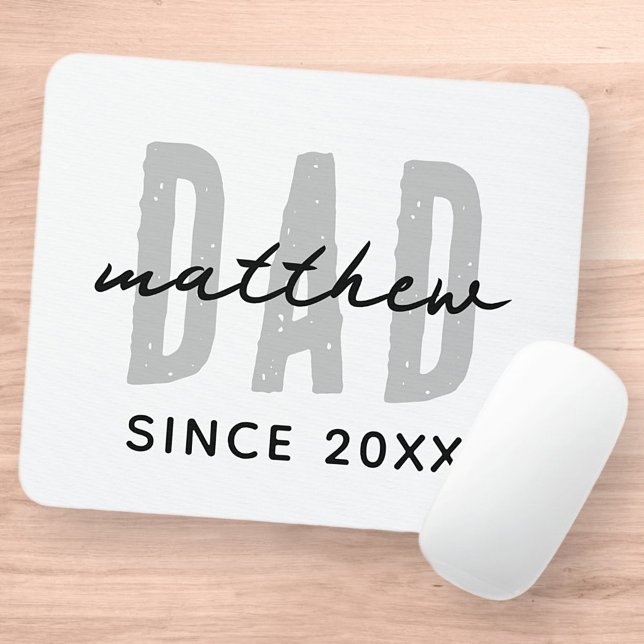 Dad Since 20XX Modern Simple Preppy Mouse Pad (Creator Uploaded)