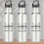 Dad Since 20XX Modern Simple Preppy Stainless Steel Water Bottle<br><div class="desc">This simple and modern design is composed of san serif typography.</div>