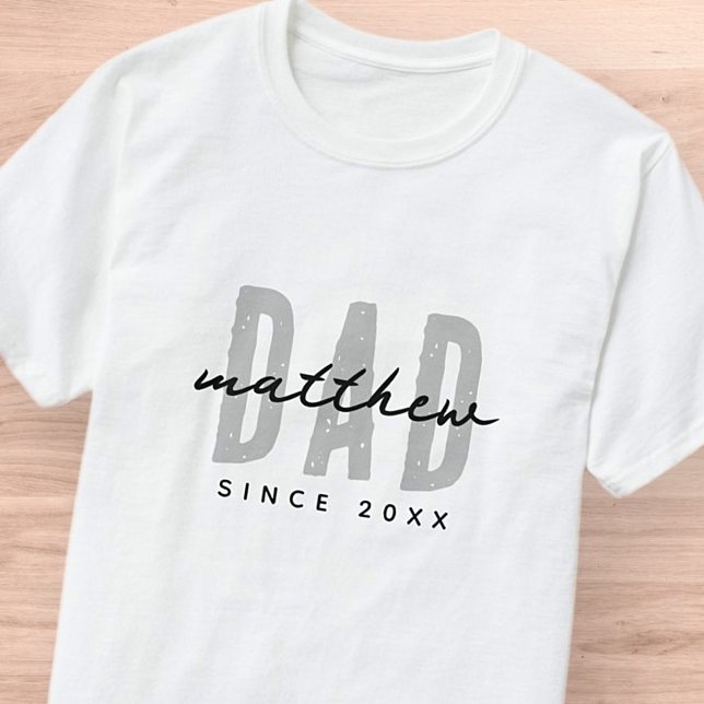 Dad Since 20XX Modern Simple Preppy T-Shirt (Creator Uploaded)