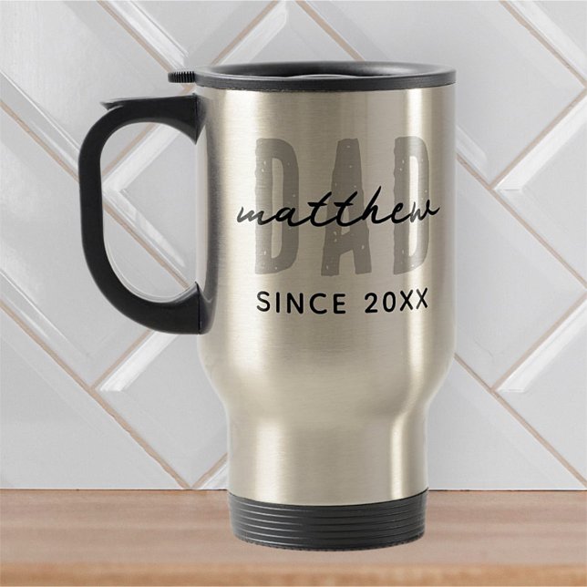 Dad Since 20XX Modern Simple Preppy Travel Mug (Creator Uploaded)
