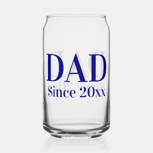 Dad Since 20xx Navy Blue Text Template Can Glass
