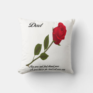 Dad Single Red Rose Throw Pillow