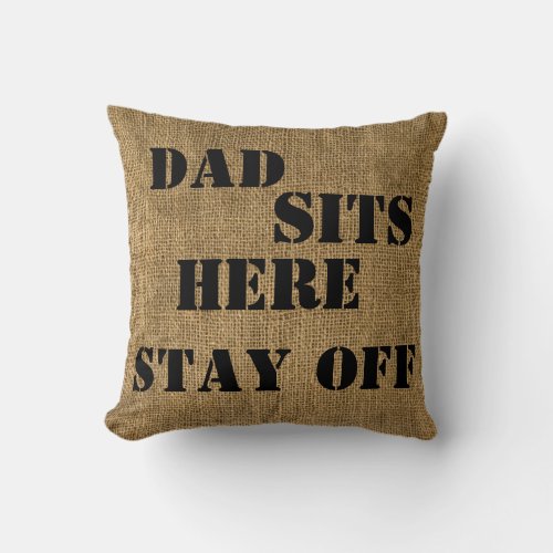 Dad Sits HereMustache _ Polyester Throw Pillow