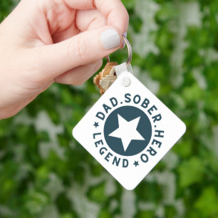 Dad Sober Legend Star Sobriety Gift Father Keychain