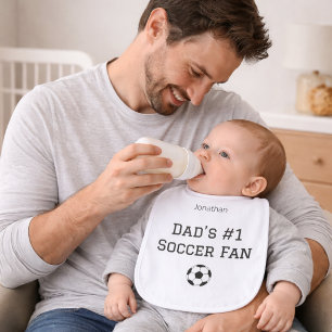Dad Soccer Fan Baby Name Custom Bib