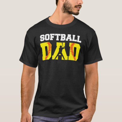 Dad Softball Apparel Yellow Softball Dad Mens T_Shirt