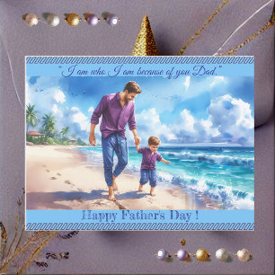 Dad Son Bonding Photo Father's Day Quote Beachvibe Postcard