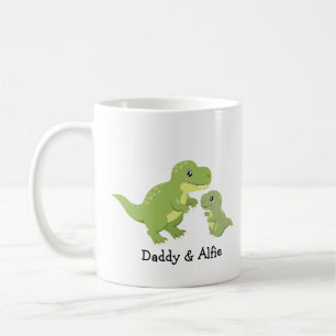 Dad & Son Dino Love – Personalized Family Coffee Mug