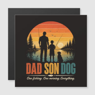 Dad Son Dog Fishing Morning