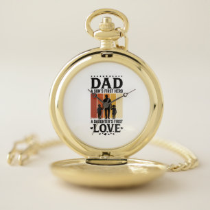 Dad Son First Hero Daughter First Love Vintage Shi Pocket Watch