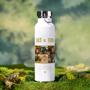 Dad & Son Gold Family 6 Photo  Water Bottle