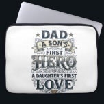Dad Son Hero Daughter Love Vintage Typography Shir Laptop Sleeve<br><div class="desc">Dad Son Hero Daughter Love Vintage Typography Shirt_1</div>