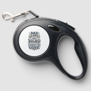 Dad Son Hero Daughter Love Vintage Typography Shir Retractable Pet Leash