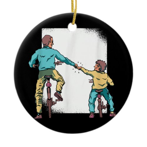 Dad Son Matching Motocross bike  Ceramic Ornament