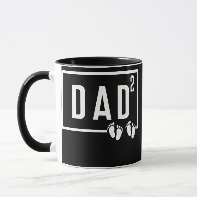 Dad Squared Twins 2 Two Children Papa Daddy Mug (Left)