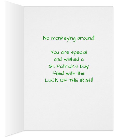 Dad, St. Patrick's Day Monkey with Shamrock (Inside (Right))