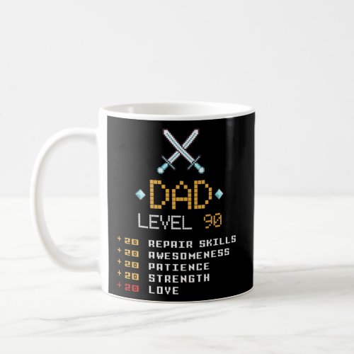 Dad Stats Pixel Arcade Game Character Level 90  Coffee Mug